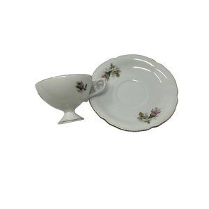 Royal Sealy China Demitasse Tea Cup‎ and Saucer with Rose Design - Vintage
